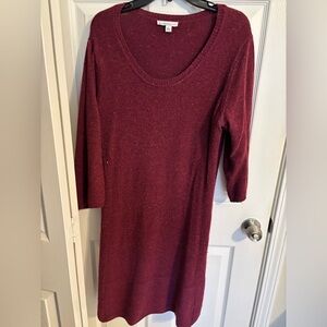 Isaac Mizrahi Deep Red Long sweater Dress - Large